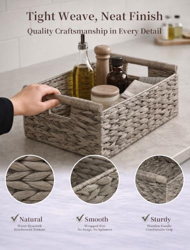 Wicker Basket, Large Basket for Gift Baskets Empty, 15.4x11x6.3in - color: Gray, size: Large
