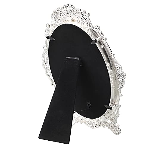 JUXYES Tabletop Dressing Mirror with Stand Desktop Mirror with Rose Decor