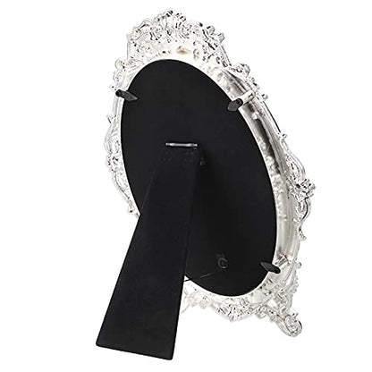 JUXYES Tabletop Dressing Mirror with Stand Desktop Mirror with Rose Decor