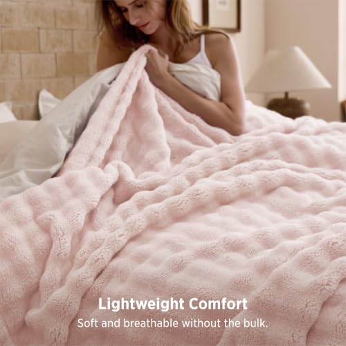 Bedsure Cloud Bubble Full Size Blanket for Bed, Light Pink, 84"×90" - color: 02 Light Pink, size: Full (84" X 90")