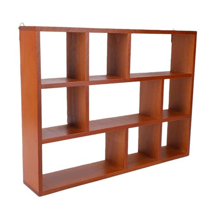 Shadow Box Display Shelf, Wall Mounted Wooden Rustic Floating Shelves, 9 Slot Freestanding Cabinet Display Case Organizer for Farmhouse Decor