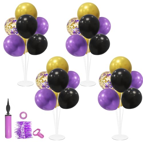 ZJDHPTY Halloween Decorations,4Set Purple Black Gold Balloon Stand Kit - color: Purple Black Gold 4