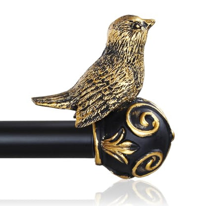 Curtain Rods for Windows 48-84 Inch, Gold Curtain Rod with Bird Finials - size: 48-84