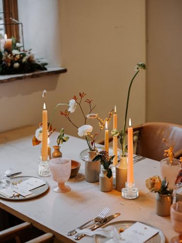 Glass Candlestick Holders, Taper Candle Holders, Set of 3, Clear - color: Clear, size: 3 PCS