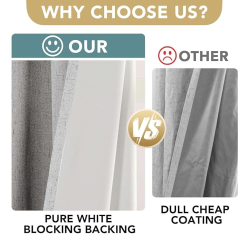 H.VERSAILTEX 100% Blackout Linen Curtains 102" L 2 Panels Glacier Gray - color: Glacier Gray, size: 52"W x 102"L (Pack of 2)