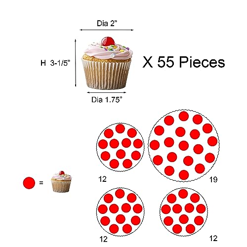 GENMOUS 4 Tiered Beaded Cake and Cupcake Stand Combo for Birthday Party Decor, Rustic Wooden Cupcake Tower Stands for 50 Cupcakes, White Cupcake Tier Stand Display for Wedding Baby Shower Tea Party