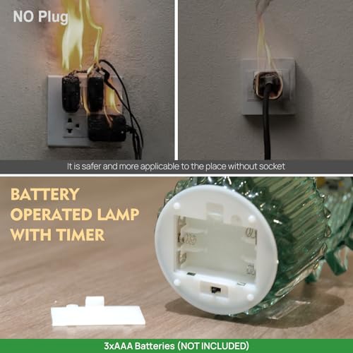 Small Battery Operated Lamp with Timer, Jelly Green - color: Jelly Green