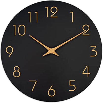 Mosewa 12" Wall Clock Battery Operated Silent Non-Ticking Modern Simple - color: B_black, size: 12 Inch