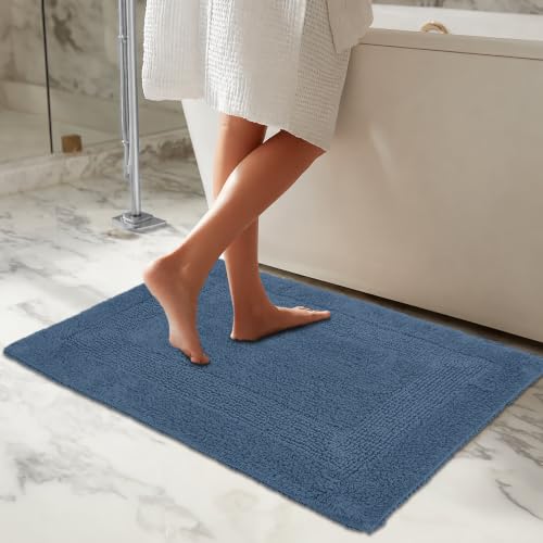 COTTON CRAFT Bath Rugs - 2 Pack Large 20x30 Plush Bath Mats - Azure Blue - color: Azure Blue, size: 20x30 Inches