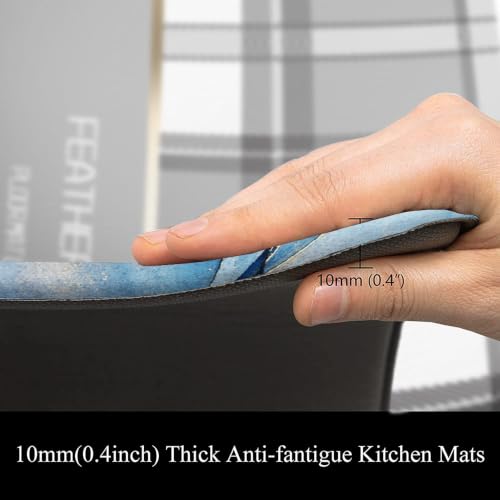 Mrcrypos Set of 2 Blue and Gold Marble Kitchen Mats PVC Leather Waterproof - color: Blue Marble, size: 17" W x 29" L + 17" W x 47" L