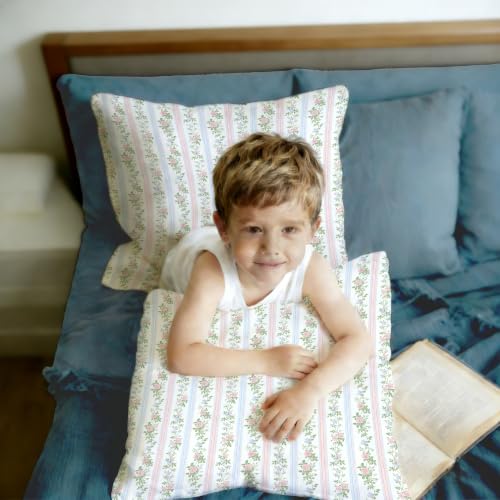 Pink and Blue Rose Floral Striped Pillow Covers 18x18 Set of 2 - color: Blue and Pink 4, size: 18" x 18" (Pack of 1)