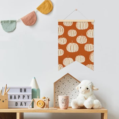 LARNDUMAMA Fall Pumpkins Wall Art Canvas Banner Poster for Bathroom, 12x16 - color: orange