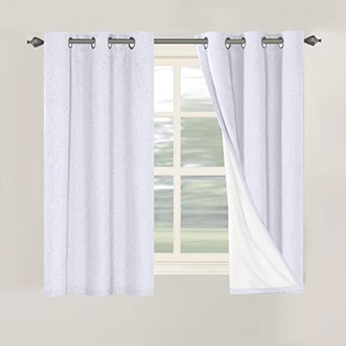 H.VERSAILTEX Primitive Linen Curtains 100% Blackout Curtain Drapes Burlap Curtains with White Thermal Insulated Liner, Grommet Top Drapes Living Room/Bedroom (2 Panels, 42 x 54 Inch, Bright White) - color: Bright White, size: 42"W x 54"L (Pack of 2)
