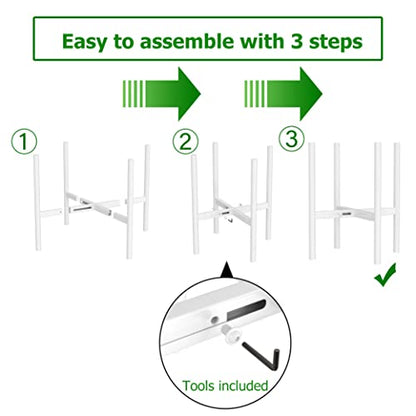 EKNITEY Adjustable Metal Plant Stand - Fits 8 to 12.5 inches Pots (White) - color: White