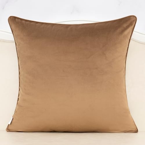 Alerfa Green Brown Floral Throw Pillow Cover 20 x 20 Inch Cut Velvet Sqaure Luxury Decorative Pillow Cover for Couch Living Room Bedroom - color: Green Brown, size: 20" x 20" (Pack of 1)