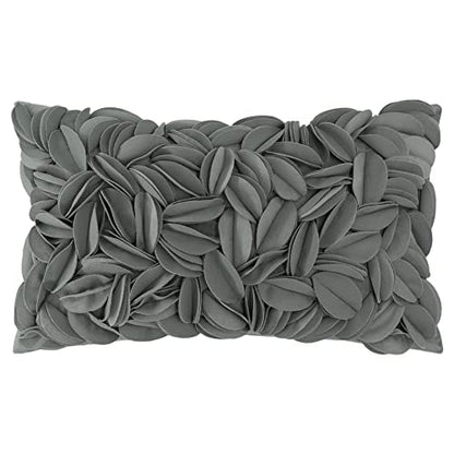 KINGROSE Handmade 3D Flower Pillow Cover, Velvet, 12 x 20 Inches, Grey - color: Dark Grey - Velvet