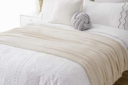 BATTILO HOME Beige Throw Blanket for Couch, 50"x60" - color: Chenille-beige, size: 50 x 60 in.