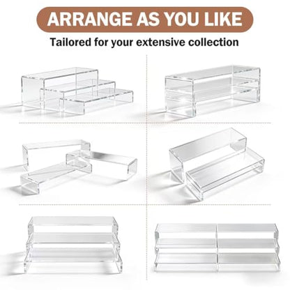 Lagre Acrylic Risers Display Stand - 3 Tier Clear Perfume Shelf Organizer, Cupcake Stand Holder, Tiered Dessert Display Table Set, Buffet Food Risers for Party and Event,Showcase Figurine, Collectible