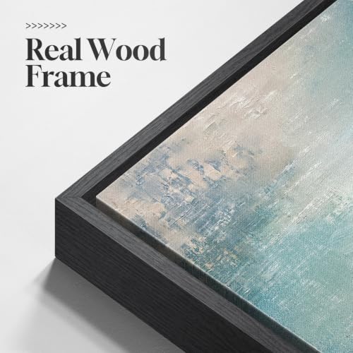 Framed Abstract Coastal Ocean Wall Art, Blue Vertical Art Print, 20x40 Inch - color: Blue White, size: 40"L x 20"W