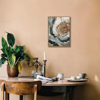 BingruiArt Faux Wood Tree Ring 06 Canvas Wall Art 12x16 Framed - color: Tree Ring - 06, size: 16"L x 12"W