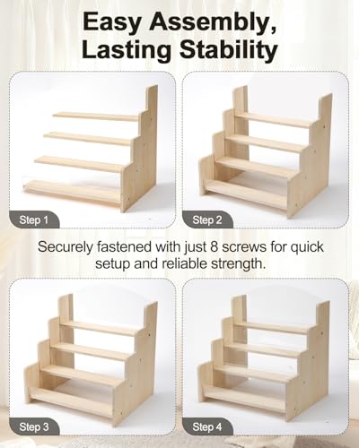 UCEC Greeting Card Display Stand,4-Tier Wooden Acrylic Greeting Card Holder