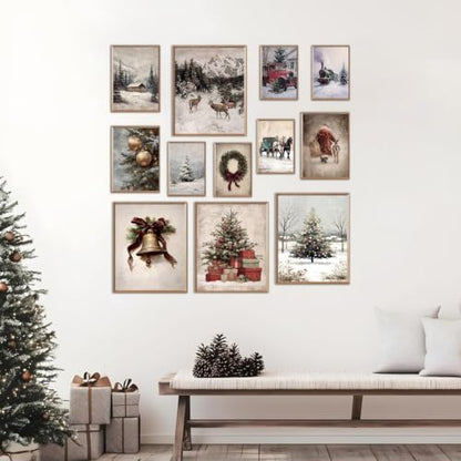 KBKBART 12pcs Christmas Wall Art Prints, Winter Holiday Canvas Art Prints - color: Christmast Prints Set