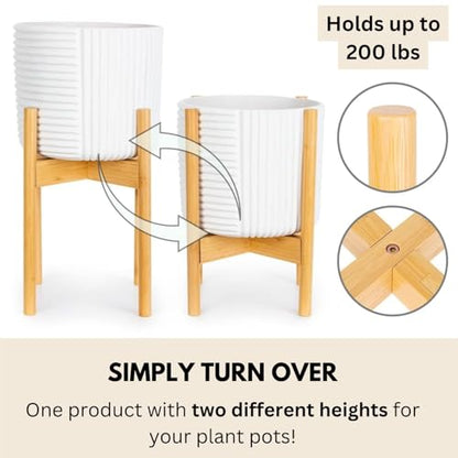 Fox & Fern Large Adjustable Plant Stand Indoor, Bamboo Stand, 11 - 15 Inch - color: Bamboo, size: 11 - 15 Inch