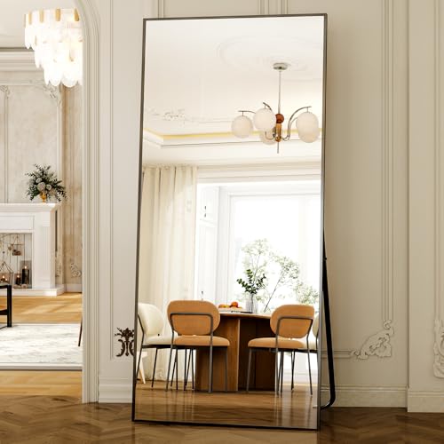 GLSLAND 77" x 38" Oversized Full Length Mirror, Large Floor Mirror - color: Black, size: 77"L x 38"W