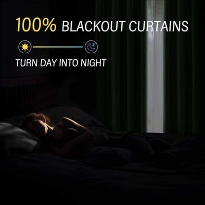 ChrisDowa Dark Green Blackout Curtains 45 Inches Long 2 Panels for Bedroom - color: Dark Green, size: 52"W x 45"L (Pack of 2)