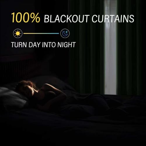 ChrisDowa Dark Green Blackout Curtains 45 Inches Long 2 Panels for Bedroom - color: Dark Green, size: 52"W x 45"L (Pack of 2)