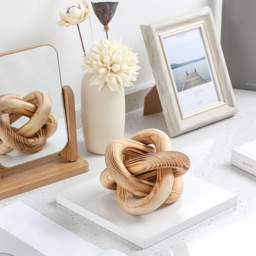 Yalikop 3 Link Wood Knot Decor Rustic Table Shelf Accents, Burnt - color: Burnt