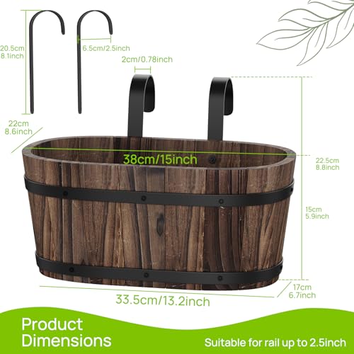 2Pack Wood Fence planters Railing planter box Window boxes planters porch - color: Carbonized-2pcs, size: Large