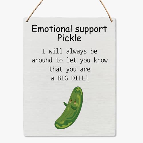 Inspirational Wall Decor - Funny Emotional Support Pickle Motivational Wall Art Wood Hanging Sign - Nursery Kids Room Bedroom Classroom 8x10 Inch - color: Emotional Support