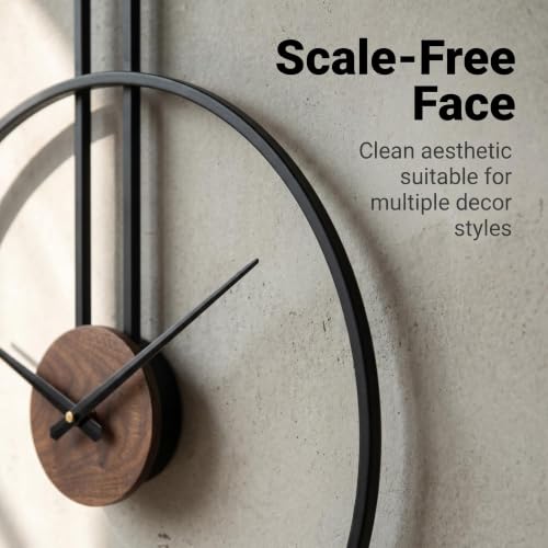 Modern Minimalist Black Metal Ring Wooden Silent Wall Clock Decor