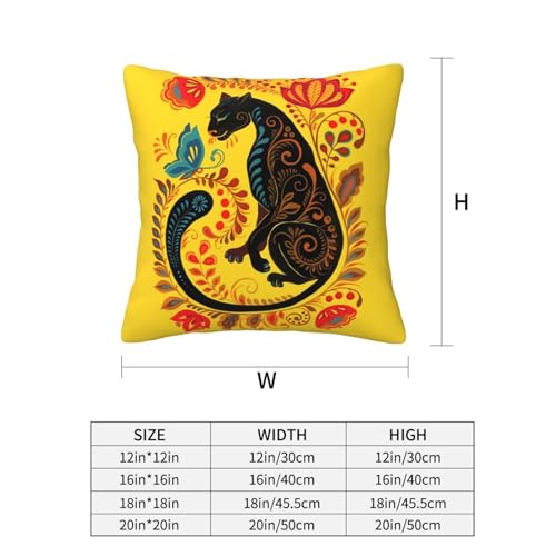 Yellow Panther Butterfly Folk Art Pillow Throw Pillow Velvet 18In - color: Color-33, size: 18" x 18" (Pack of 1)