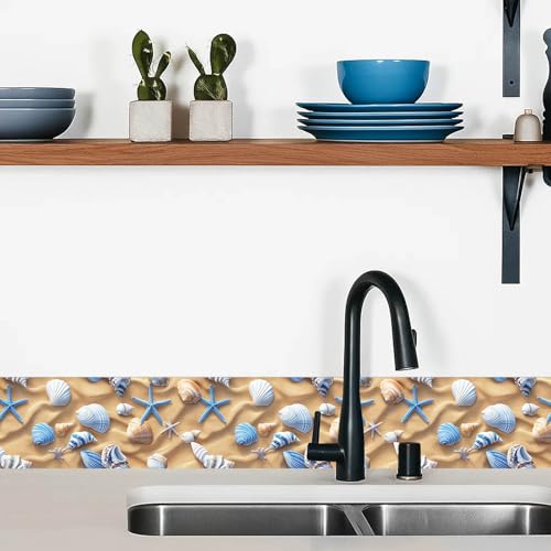 IVN Wallpaper Border Peel and Stick Wall Beach Starfish Seashell 4x196 Inch - color: Beach Starfish Seashell