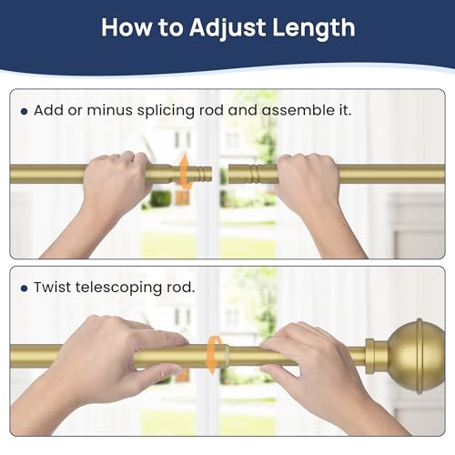 ENJOYBASICS 2 Pack 28-48" No Drill Curtain Rods, Renter Friendly, Gold - color: Gold, size: 27-52''