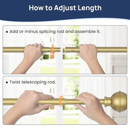 ENJOYBASICS 2 Pack 28-48" No Drill Curtain Rods, Renter Friendly, Gold - color: Gold, size: 27-52''