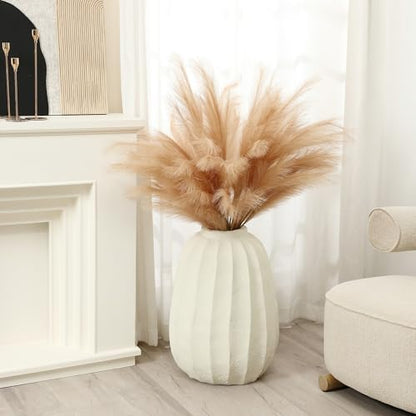 LuxenHome Floor Flower Vase,23'' Off White Rustic Ceramic Vase,Modern Large Vase for Living Room Decor,Round Pottery Home Décor Accents,Big Vases Room Home Decor