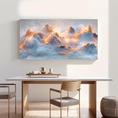 YISXINOAG Golden Snow Mountain Wall Art Abstract Landscape Painting 24"X48" - color: gold white, size: 48"L x 24"W
