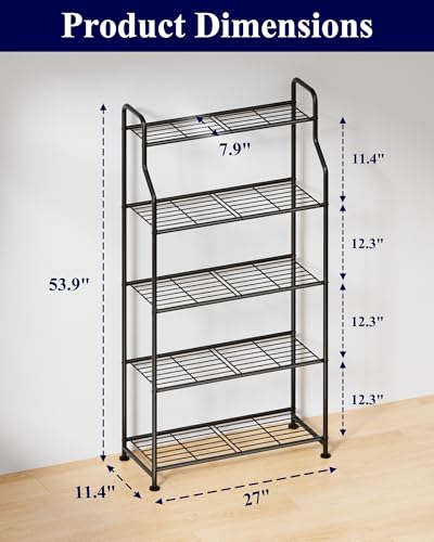 Kitsure Metal Plant Stand Indoor & Outdoor, 27" Wide - 5 Tier, Black - size: 27" Wide - 5 Tier