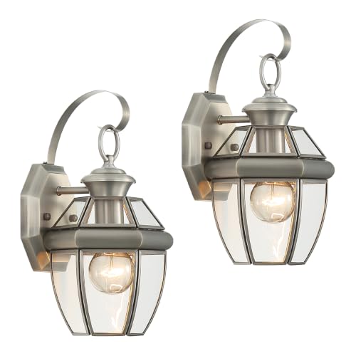 Brass Outdoor Wall Light,Exterior Wall-Mounted Light,of 2 - color: Brushed Nickel - 2 Pack, size: 12.6 inch