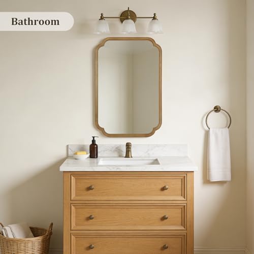WallBeyond 24" x 36" Rounded Corner Arch Wall Mirror with Wood Frame for Entryway, Living Room or Bedroom Home Decor - Light Woodgrain 24" x 36" Natural Color - color: Natural a, size: 36"L x 24"W
