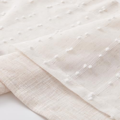 jinchan Kitchen Valance Curtain Double Layers, 50x16, 1 Panel, Whisper - color: Double | Dottie Linen Whisper, size: 50"W x 16"L (Pack of 1)