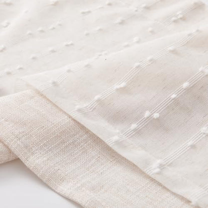 jinchan Kitchen Valance Curtain Double Layers, 50x16, 1 Panel, Whisper - color: Double | Dottie Linen Whisper, size: 50"W x 16"L (Pack of 1)