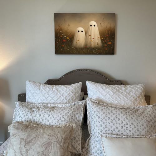 Halloween Wall Art Decor, Ghost Couple Canvas Print Framed 8x10 Inch - color: G