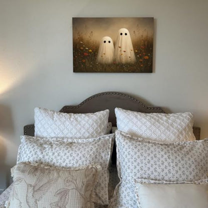 Halloween Wall Art Decor, Ghost Couple Canvas Print Framed 8x10 Inch - color: G