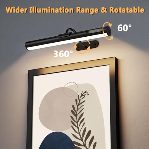 Hapfish Picture Lights for Wall Battery Operated,Wireless Art Light - Black - color: Without Motion Sensor Black
