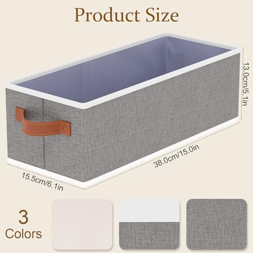 Foldable Long Storage Box,15x6x5 In,Gray Fabric Bin,1-Pack - color: Grey, size: 1-Pack
