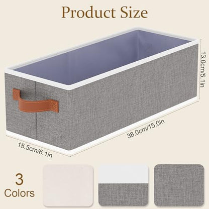 Foldable Long Storage Box,15x6x5 In,Gray Fabric Bin,1-Pack - color: Grey, size: 1-Pack